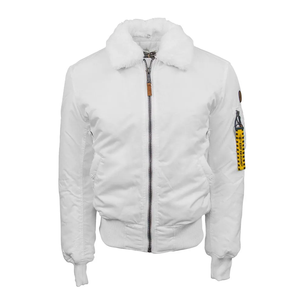 Top Gun B-15 Men's Heavy Duty Vintage Flight Bomber Jacket White