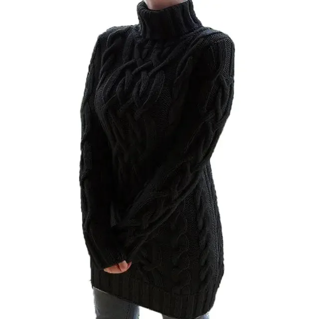 Turtleneck Twist Knitted Sweater Dress