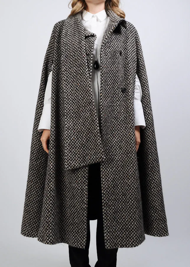 Tweed Wool Scarf Cape