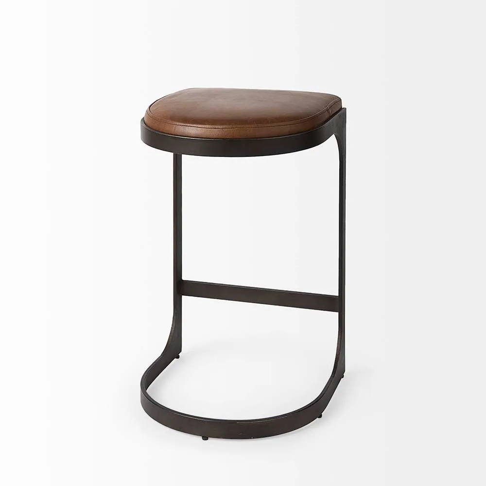 Tyler Counter Stool in Brown Leather