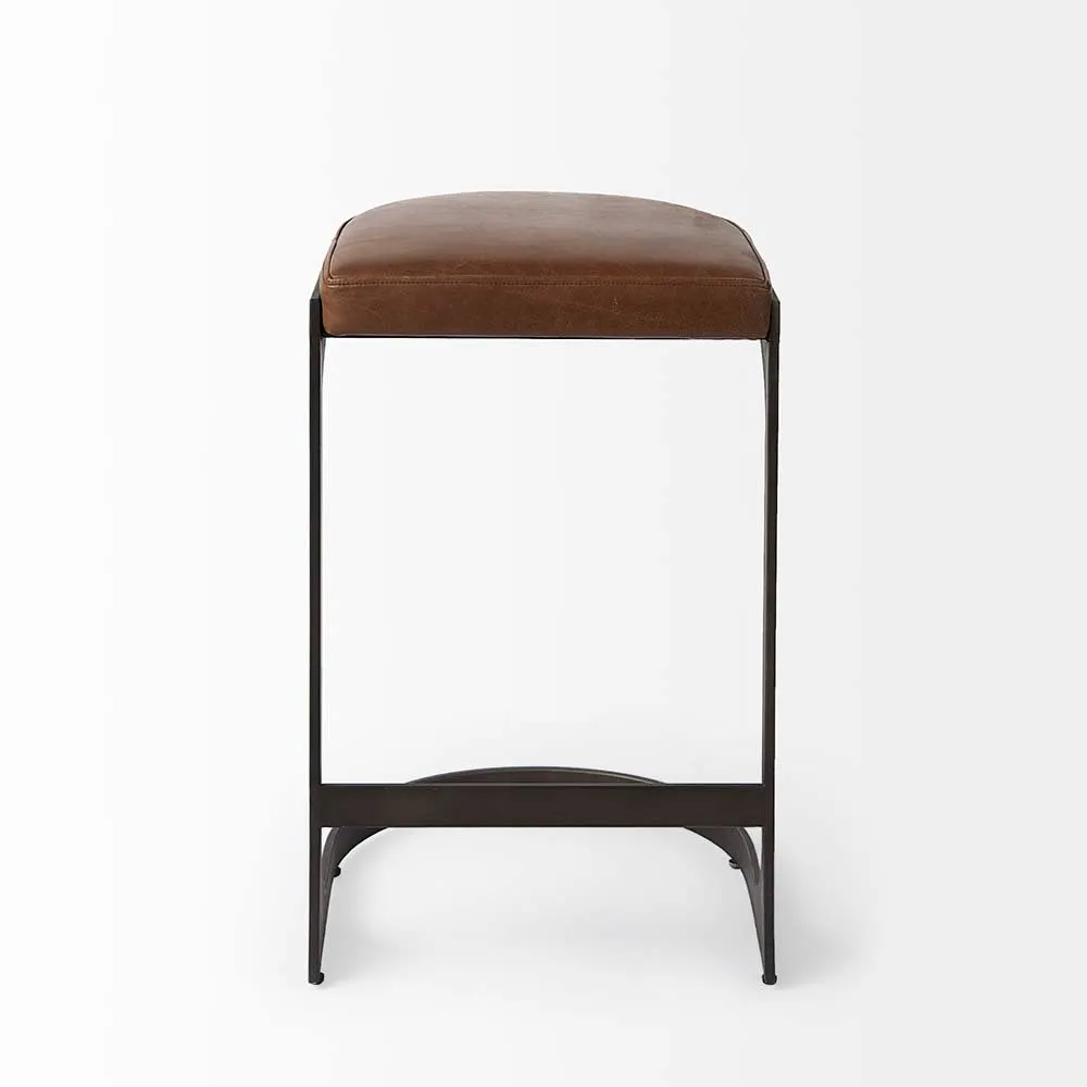 Tyler Counter Stool in Brown Leather