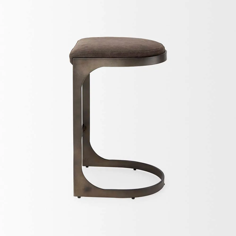 Tyler Counter Stool in Brown Suede