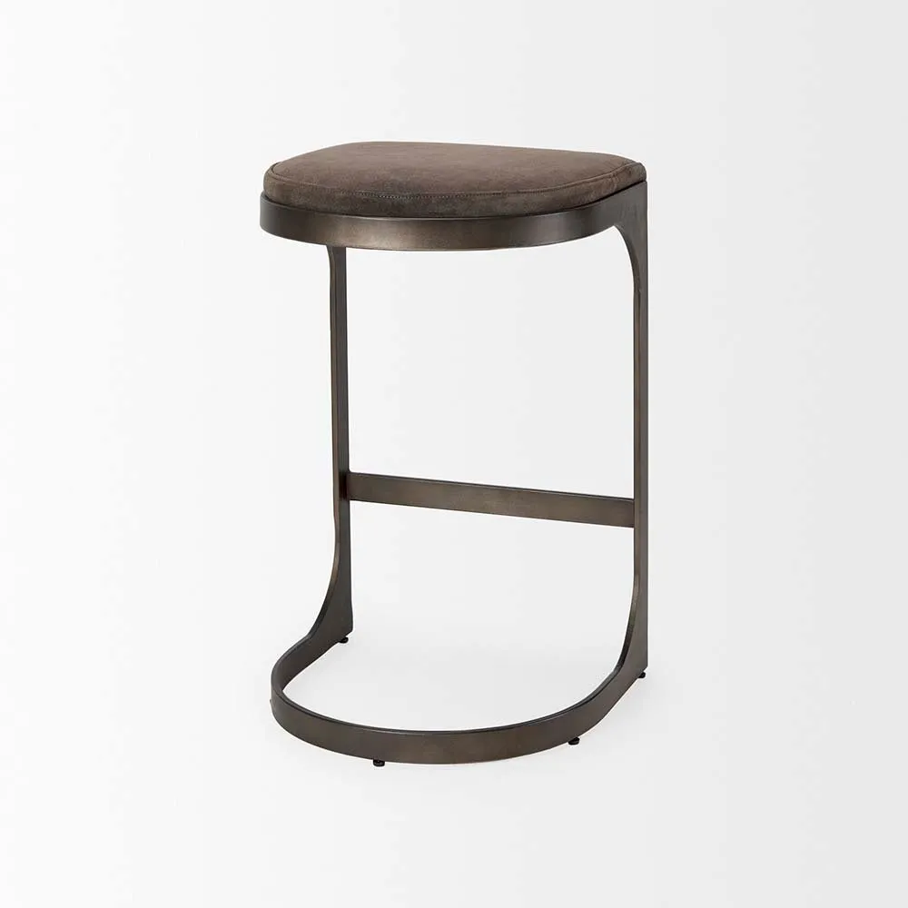 Tyler Counter Stool in Brown Suede