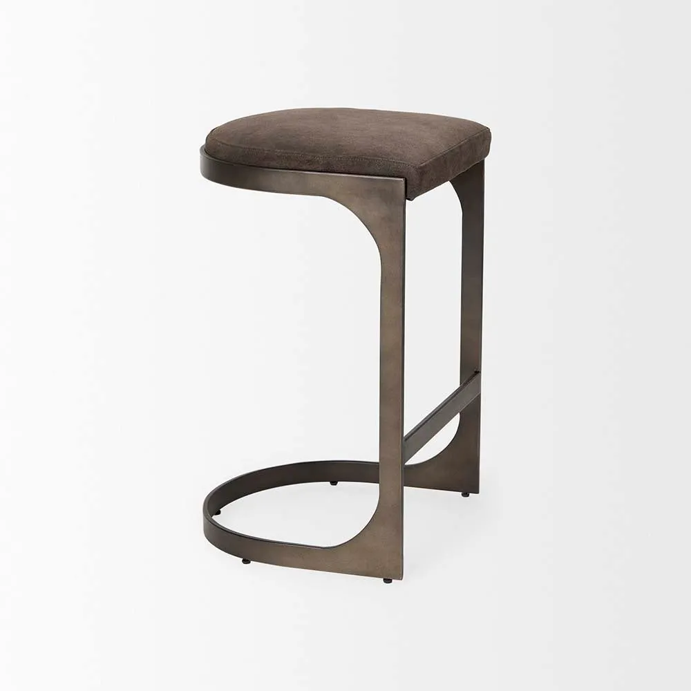 Tyler Counter Stool in Brown Suede