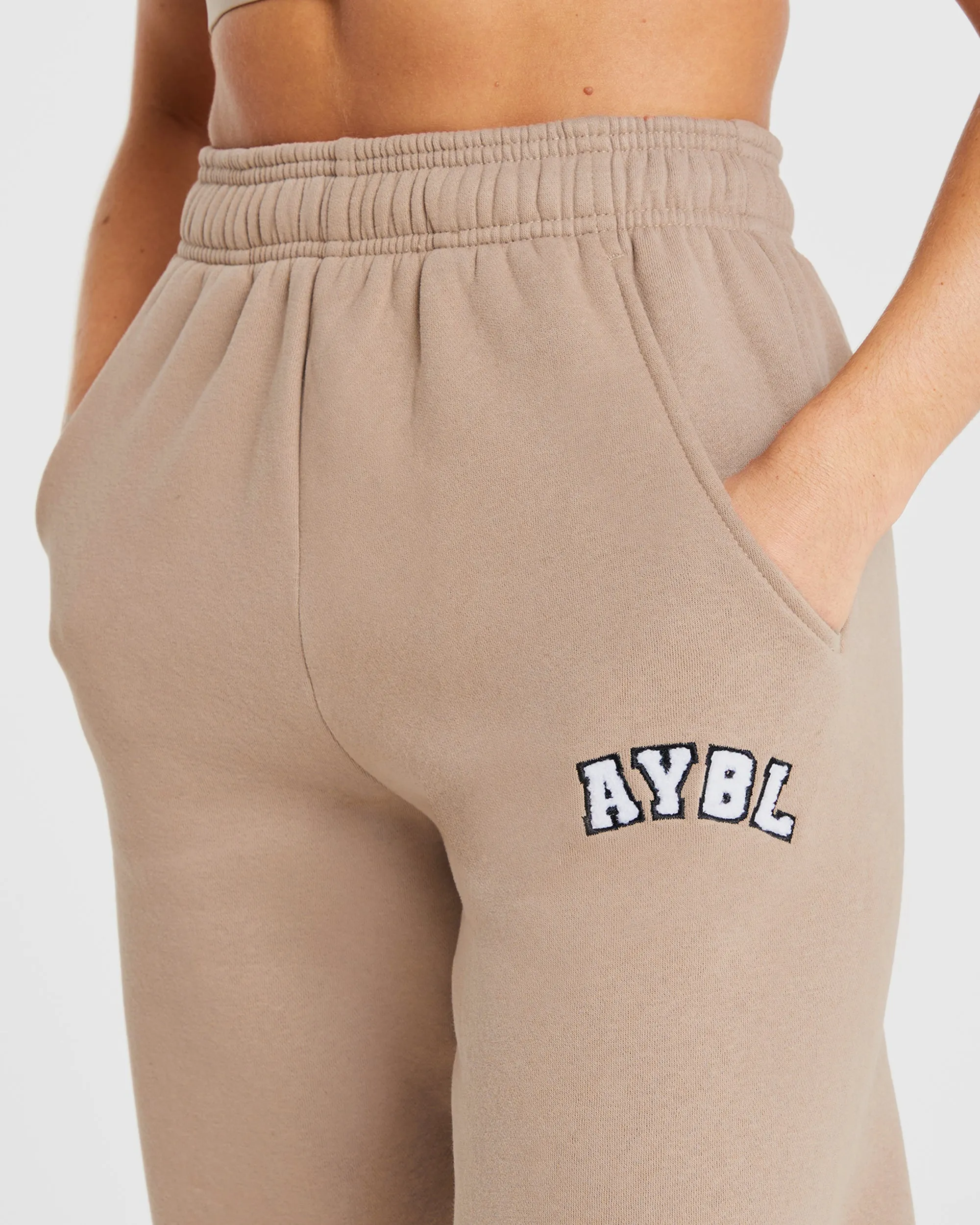 Varsity Oversized Joggers - Latte Brown