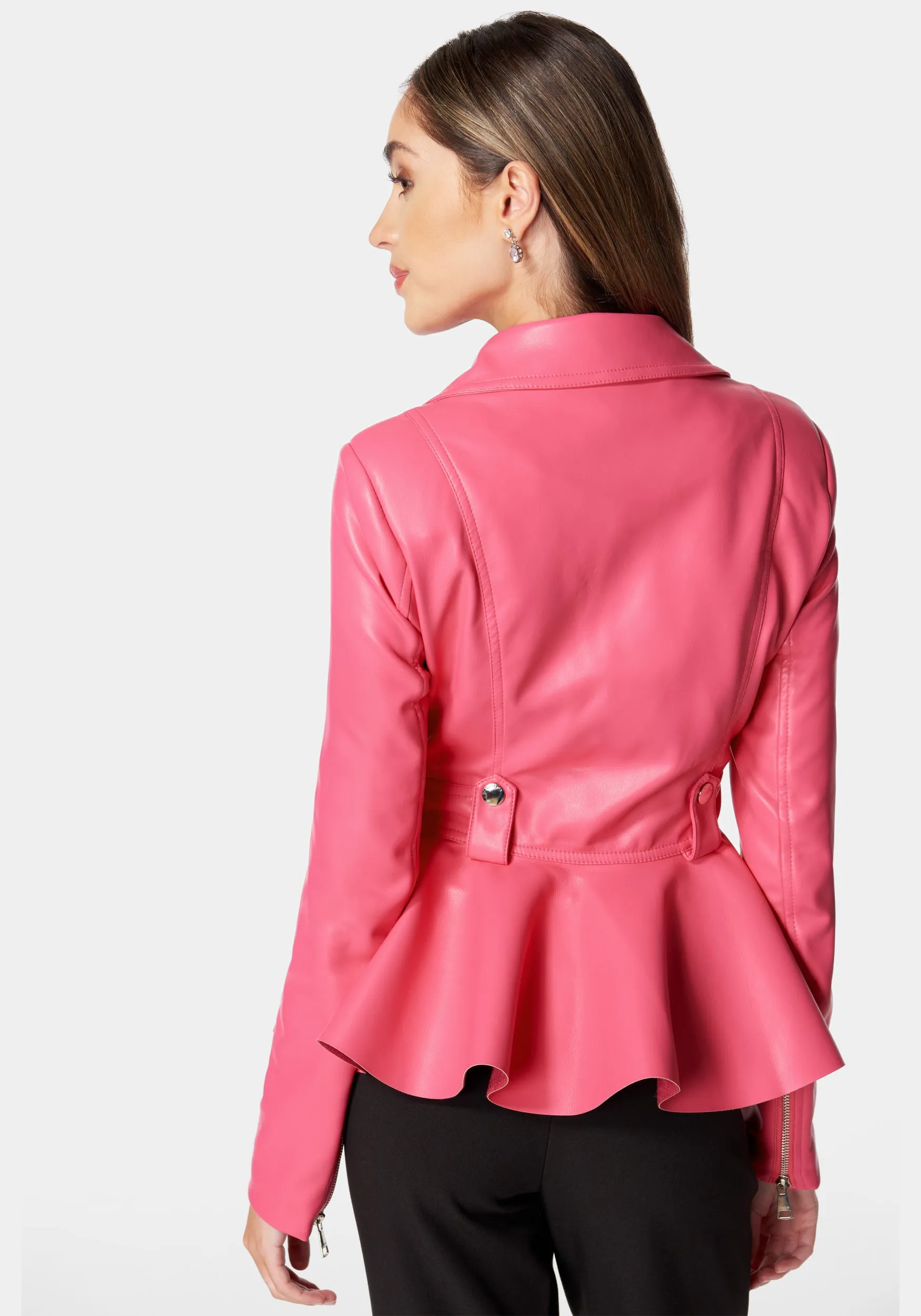 Vegan Leather Moto Peplum Jacket