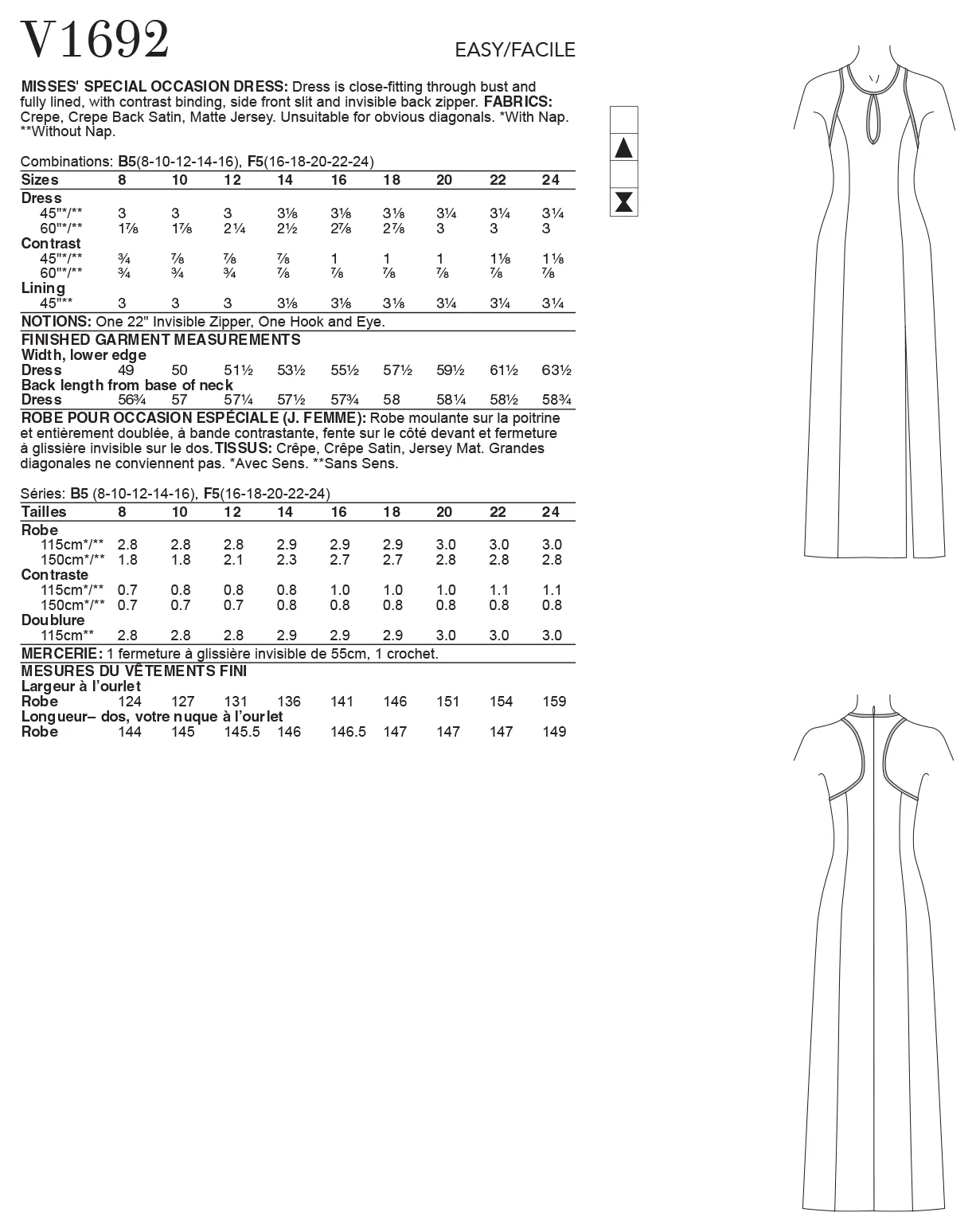 Vogue Pattern V1692 Misses' Pants