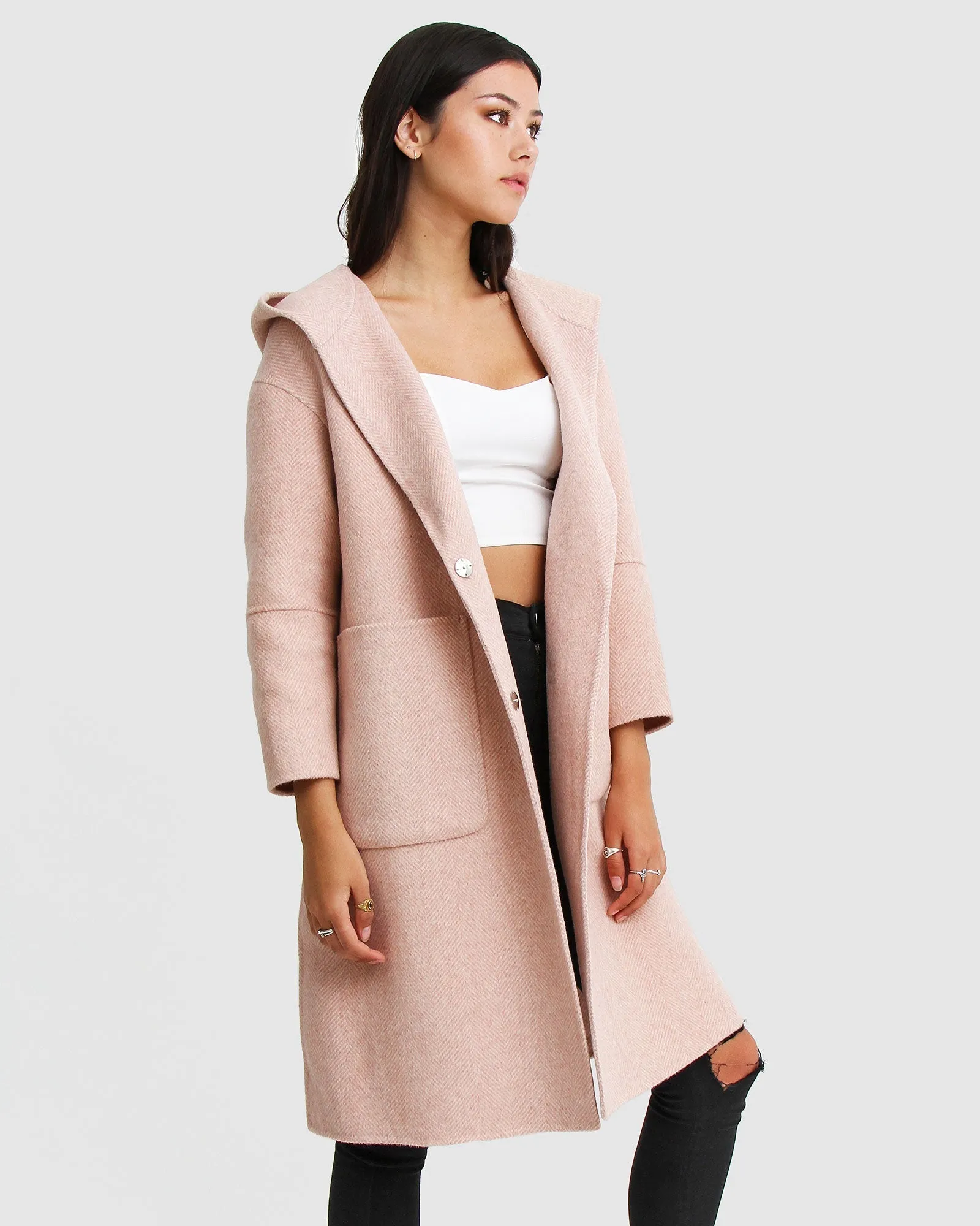 Walk This Way Wool Blend Oversized Coat - Blush Pink