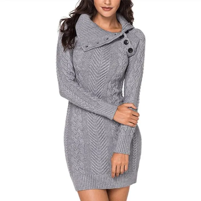 Women cable knit dressy turn-down neck pullover sweater