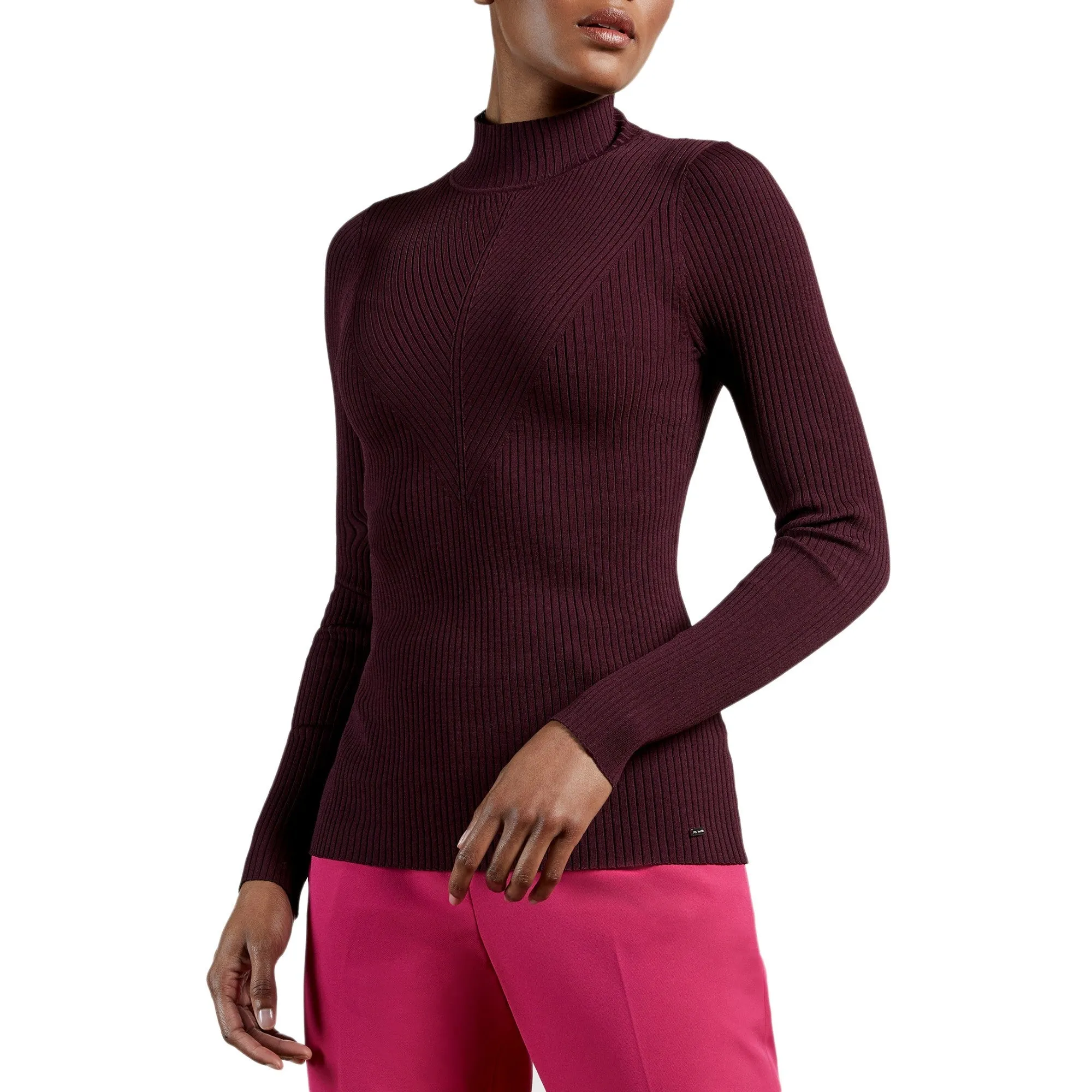 Women Wmk-Taralyn-High Neck Sweater - Oxblood