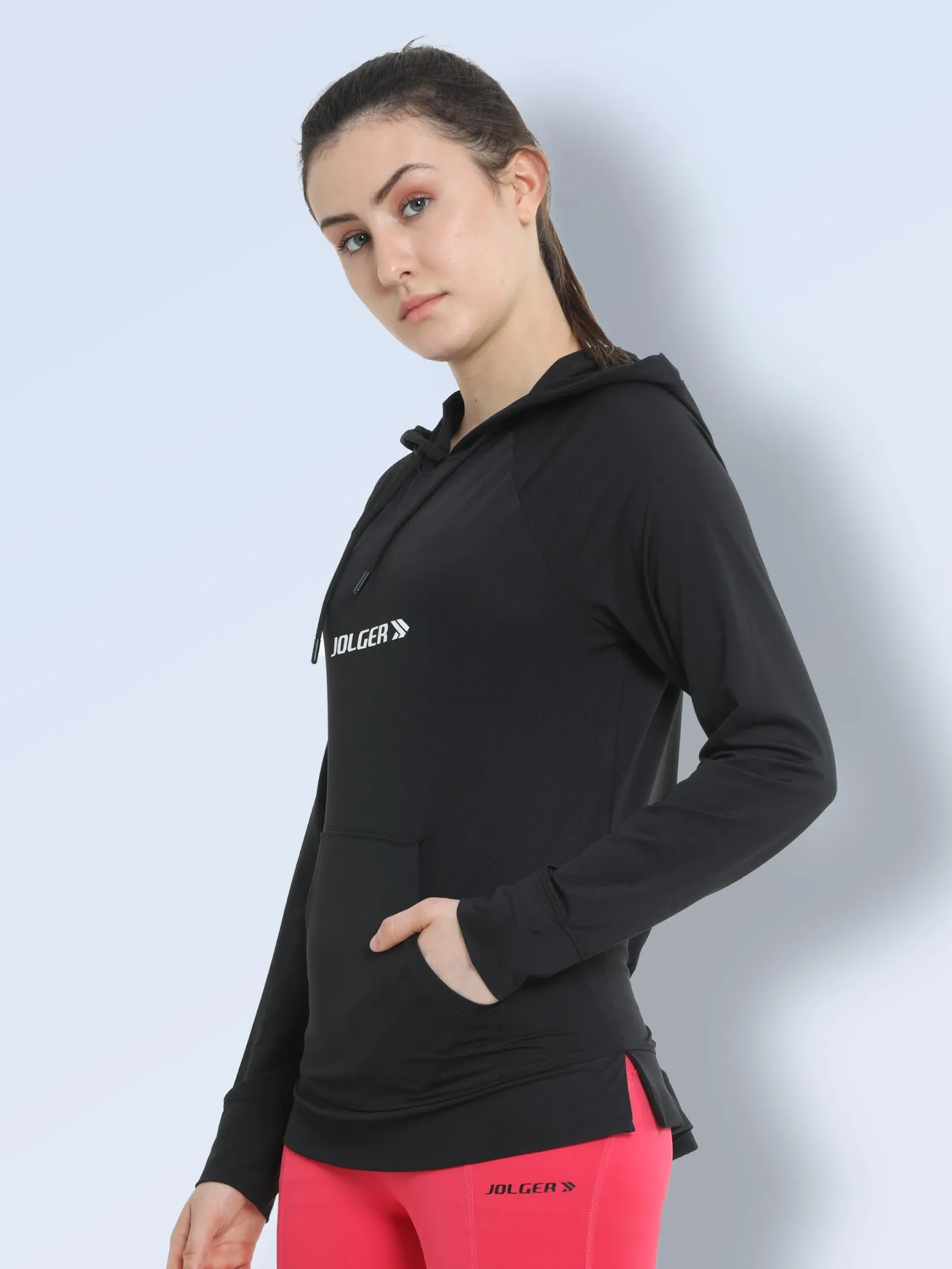 Women's Light Weight Breathable Hoodie Jacket With Kangaroo Pocket