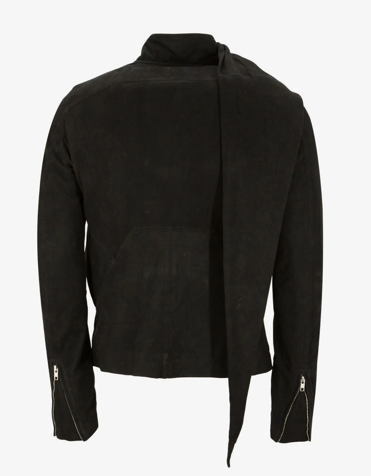 Wrap Bomber Black Nubuck Leather Jacket