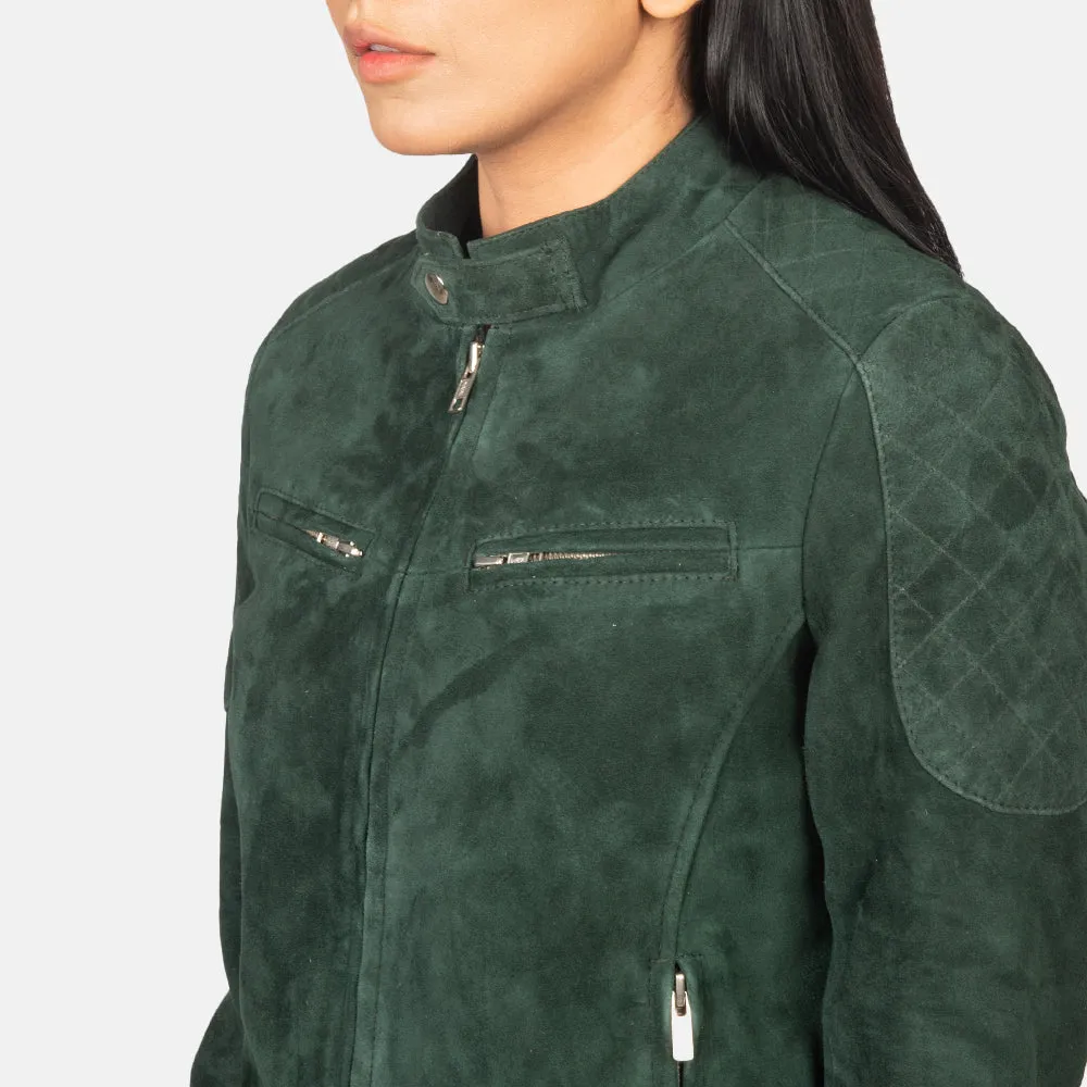 Zenna Green Suede Bomber Jacket