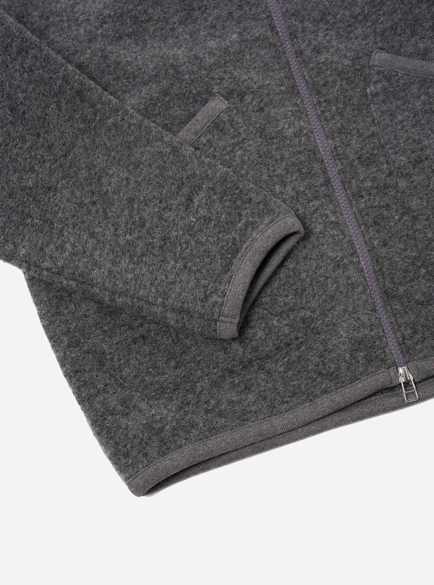 Zip Bomber - Grey Marl Wool Fleece