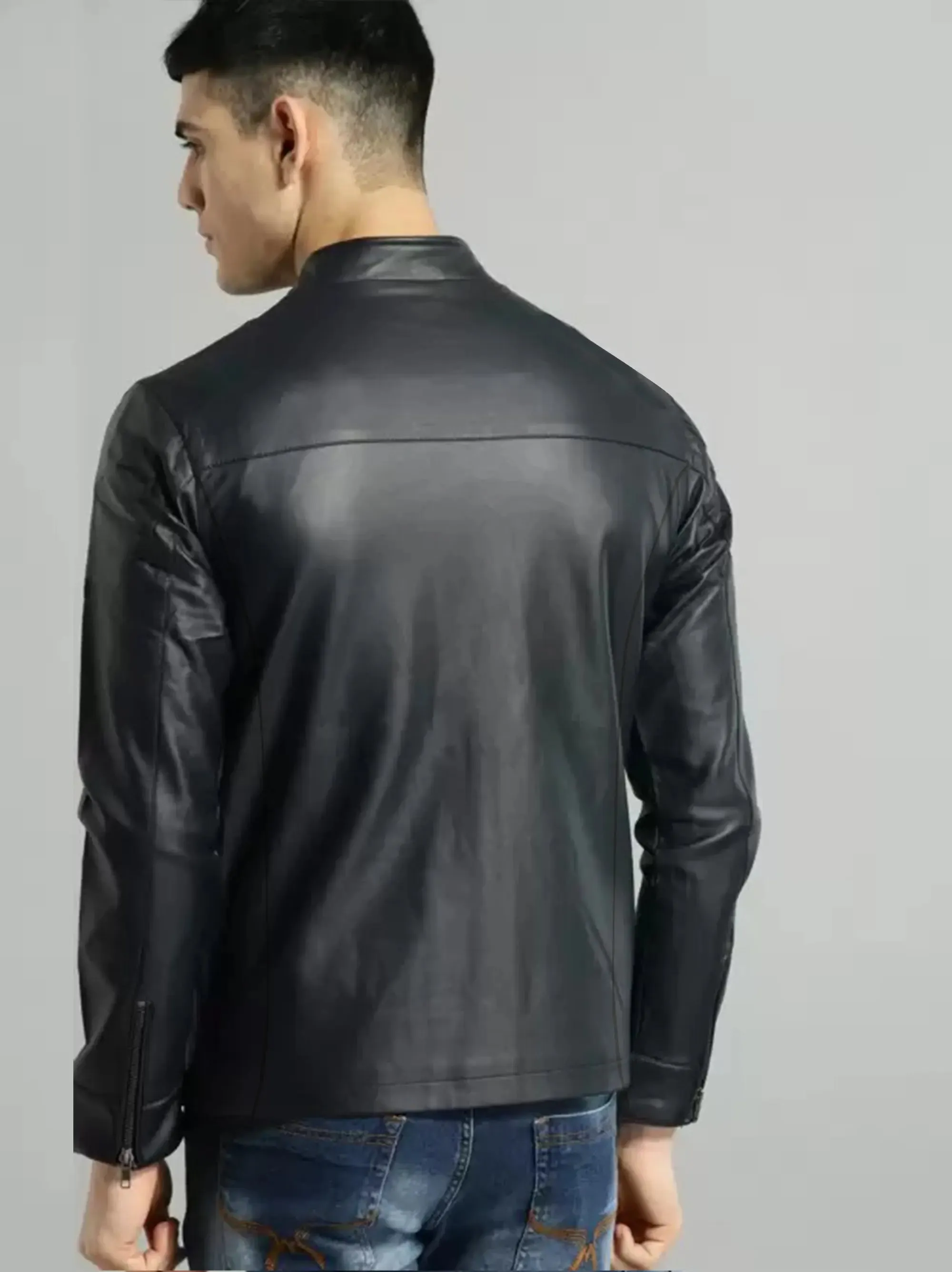 ZR Men Leather Black Jacket